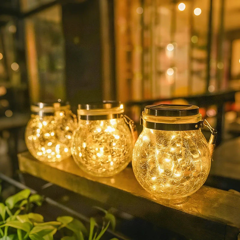StjerneKrukke™ – Solcellelanterne med krakeleret glas