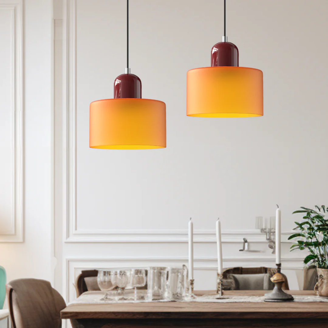 Tusa – Retro Pendellampe med Orange Glasskærm