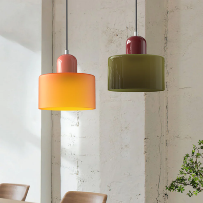 Tusa – Retro Pendellampe med Orange Glasskærm