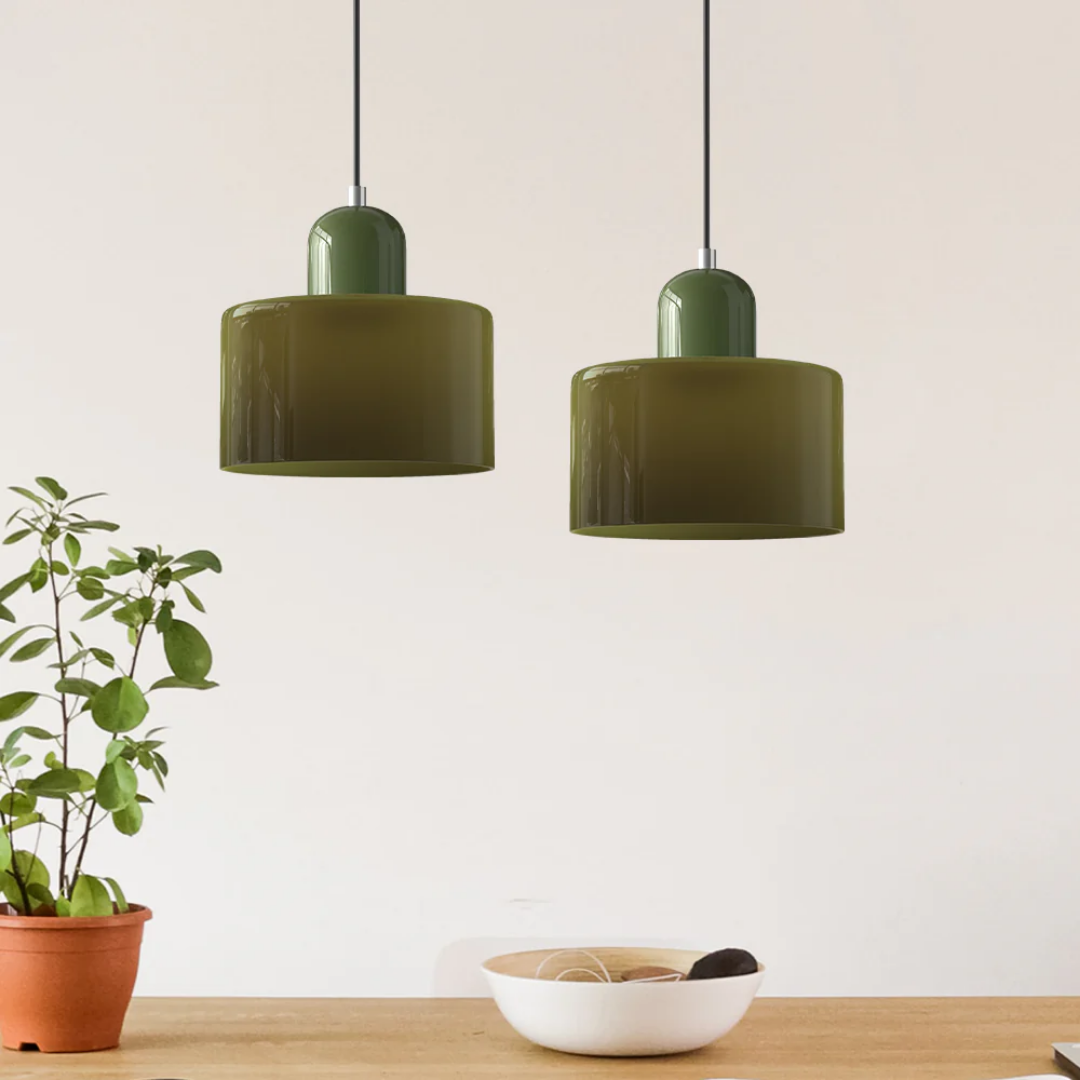 Tusa – Retro Pendellampe med Orange Glasskærm