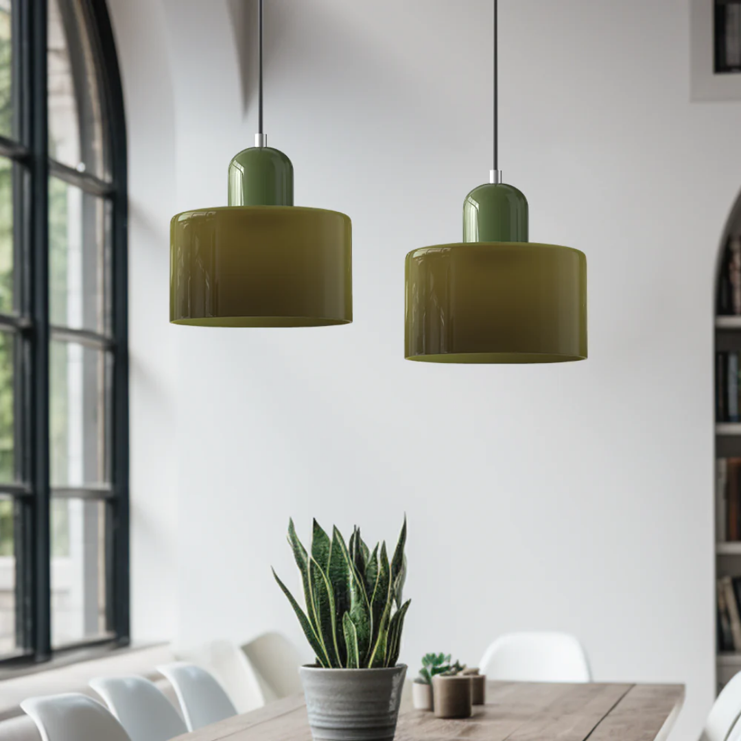 Tusa – Retro Pendellampe med Orange Glasskærm