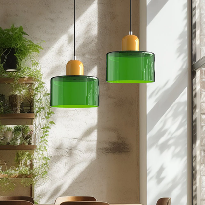 Tusa – Retro Pendellampe med Orange Glasskærm