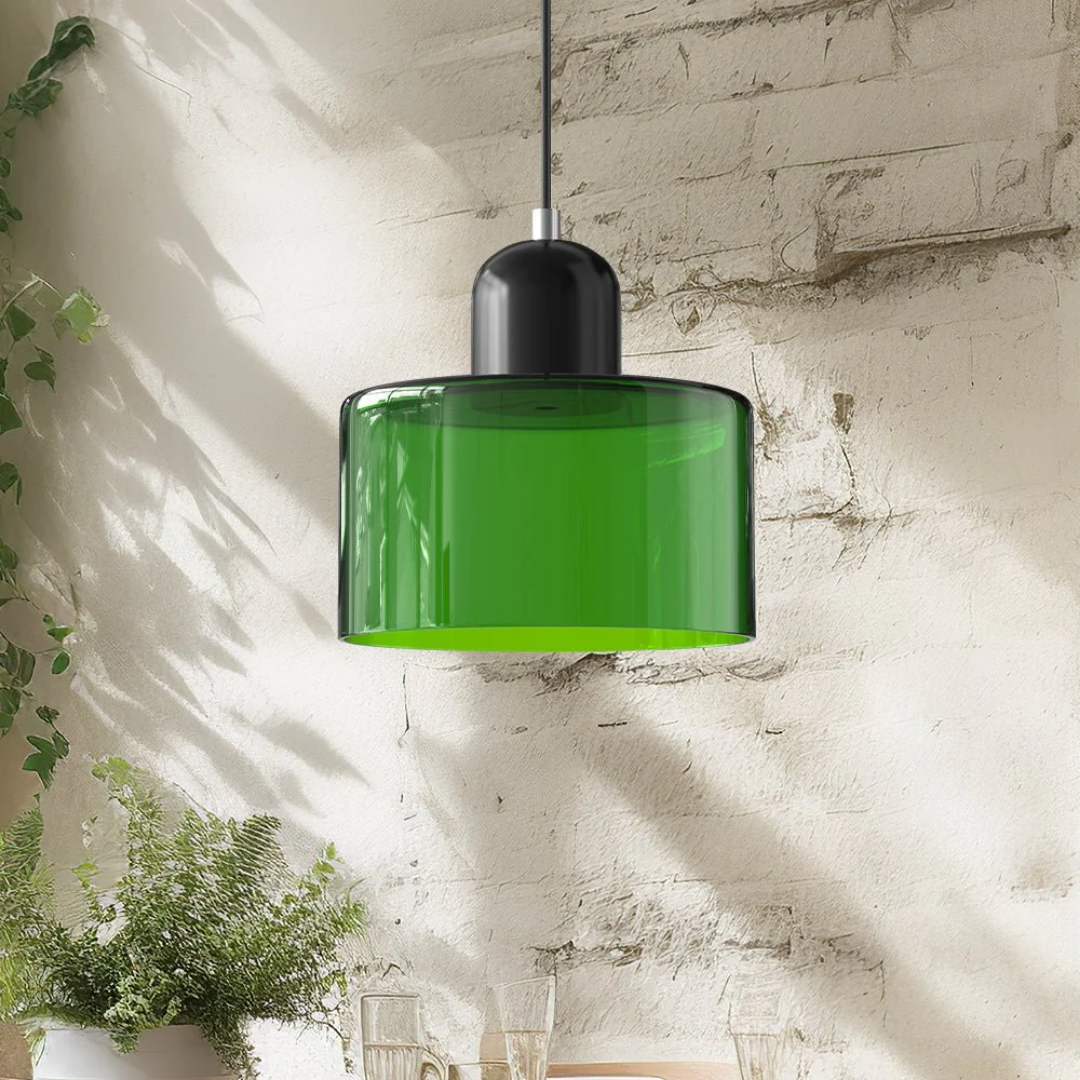 Tusa – Retro Pendellampe med Orange Glasskærm