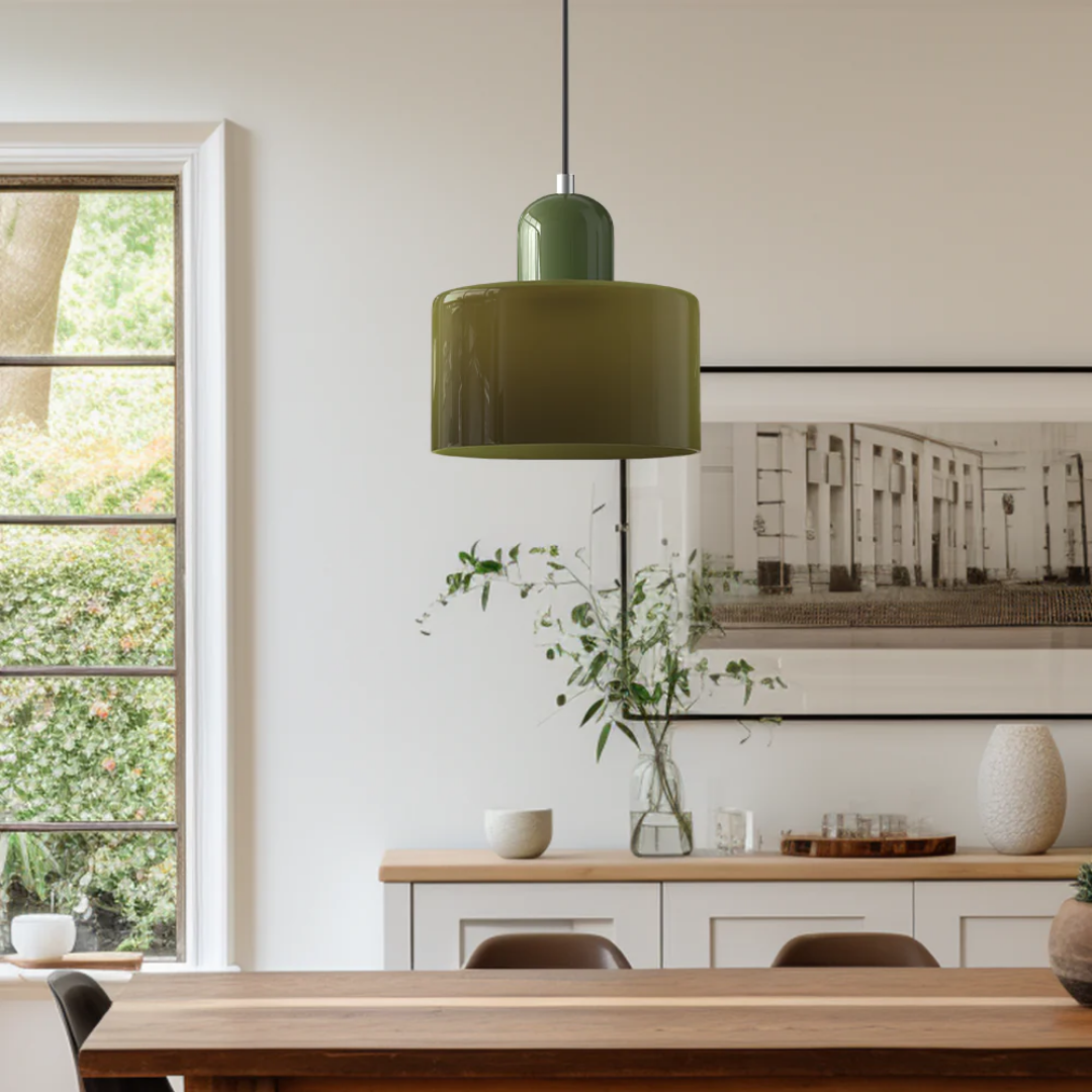 Tusa – Retro Pendellampe med Orange Glasskærm