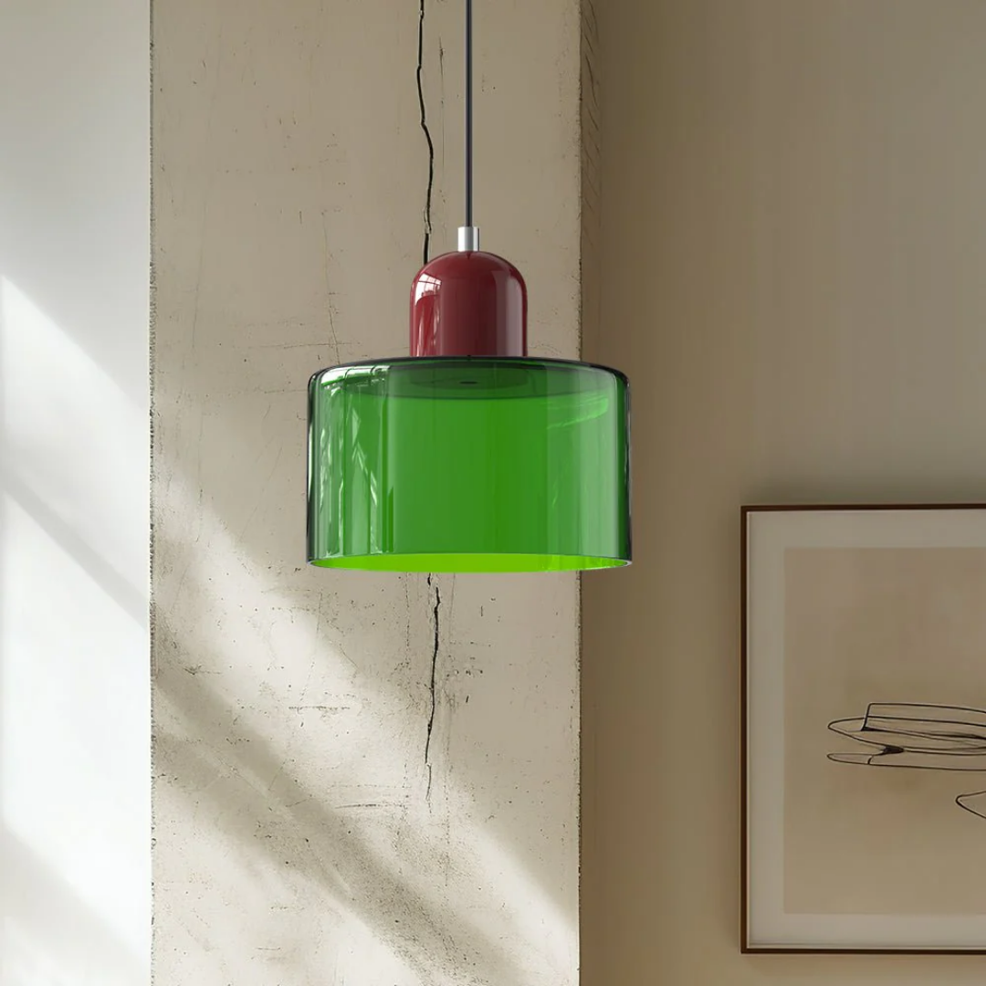 Tusa – Retro Pendellampe med Orange Glasskærm