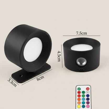 LysStråle | Drejelig LED Væglampe med Magnetisk Montering  USB Genopladelig