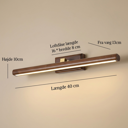 NordGlød | Lineær LED Væglampe i Kobber og Træ  3 Lysfarver