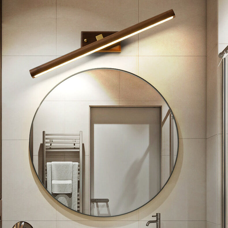 NordGlød | Lineær LED Væglampe i Kobber og Træ  3 Lysfarver